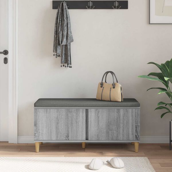 vidaXL Banc d'entr&eacute;e avec coussin Gris Sonoma 60 x 38 x 46 cm