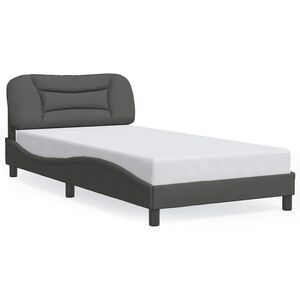 vidaXL Cadre de lit sans matelas Hvar gris fonc&eacute; 100x200 cm tissu