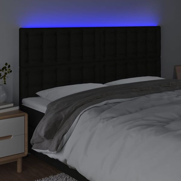 vidaXL T&ecirc;te de lit &agrave; LED Noir 180x5x118/128 cm Tissu