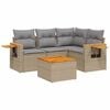 vidaXL Salon de jardin avec coussins 5 pcs beige r&eacute;sine tress&eacute;e