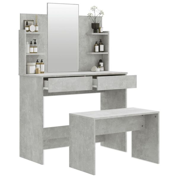 vidaXL Ensemble de coiffeuse Gris b&eacute;ton 96x40x142 cm