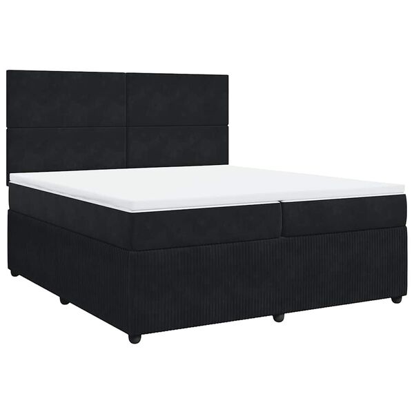 vidaXL Sommier &agrave; lattes de lit et matelas Noir 200x200 cm Velours