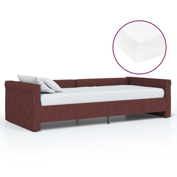 vidaXL Lit avec matelas et &eacute;clairage USB Violet Tissu 90x200 cm