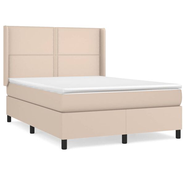 vidaXL Sommier &agrave; lattes de lit avec matelas Cappuccino 140x190 cm