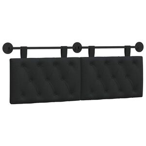 vidaXL T&ecirc;te de lit suspendue Montage mural Noir 150 x 55 x 7 cm tissu