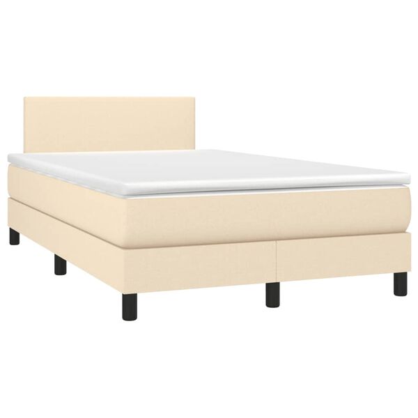 vidaXL Sommier &agrave; lattes de lit avec matelas cr&egrave;me 120x190 cm tissu