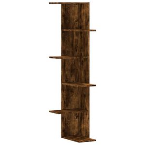 vidaXL &Eacute;tag&egrave;re d'angle murale ch&ecirc;ne fum&eacute; bois d'ing&eacute;nierie