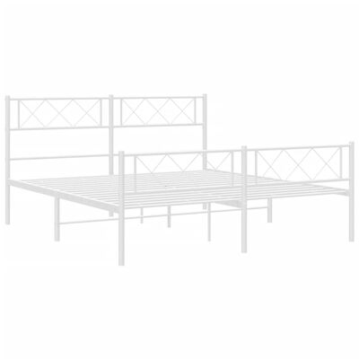 vidaXL Cadre de lit métal sans matelas et pied de lit blanc 120x200 cm