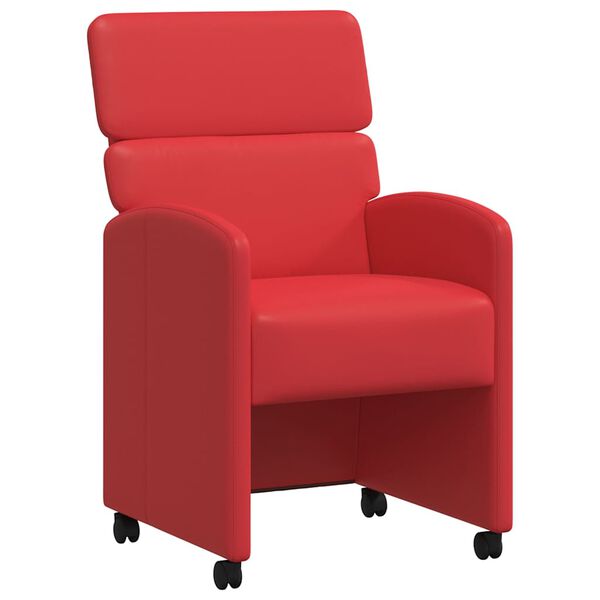 vidaXL Chaises de Salle &agrave; Manger avec Roues avec des roues 2 pcs Rouge