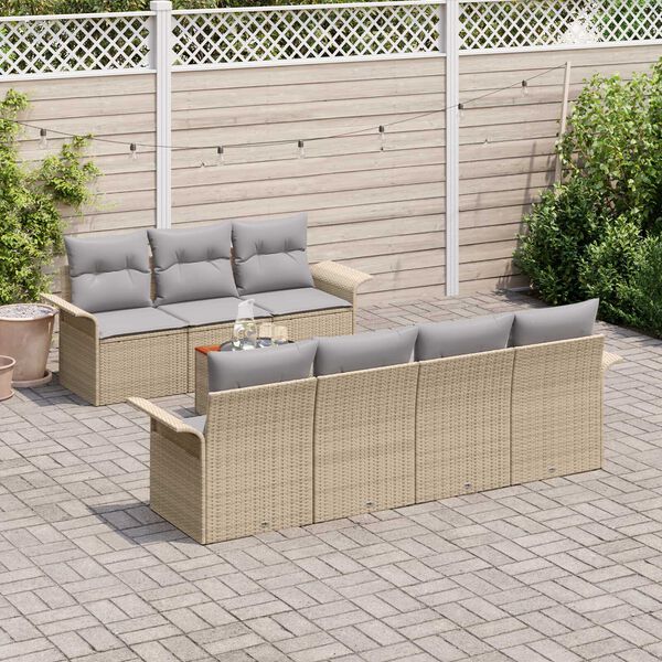 vidaXL Ensemble de canapé de jardin 8 pcs Beige et Gris clair