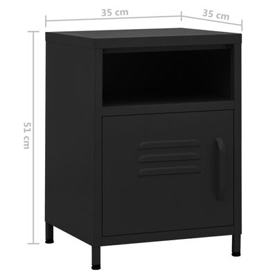 vidaXL Table de chevet Noir 35x35x51 cm Acier