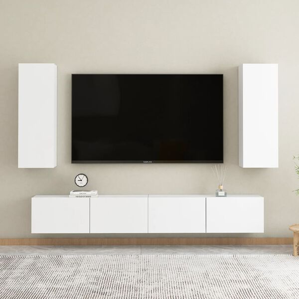 vidaXL Ensemble de meubles TV 4 pcs Blanc Bois d'ing&eacute;nierie