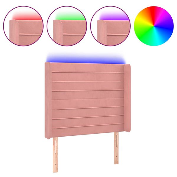 vidaXL T&ecirc;te de lit &agrave; LED Rose 103x16x118/128 cm Velours