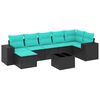 vidaXL Ensemble de canap&eacute; de jardin 8 pcs avec coussins noir r&eacute;sine tress&eacute;e