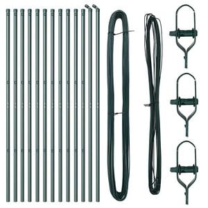 vidaXL Poteau de cl&ocirc;ture ench&acirc;ss&eacute; 13 pc Vert Acier enduit de poudre