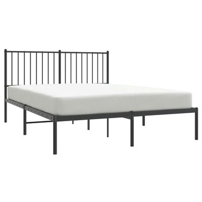 vidaXL Cadre de lit métal sans matelas avec tête de lit noir 135x190cm