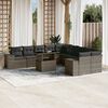 vidaXL Salon de jardin 11 pcs avec coussins gris r&eacute;sine tress&eacute;e