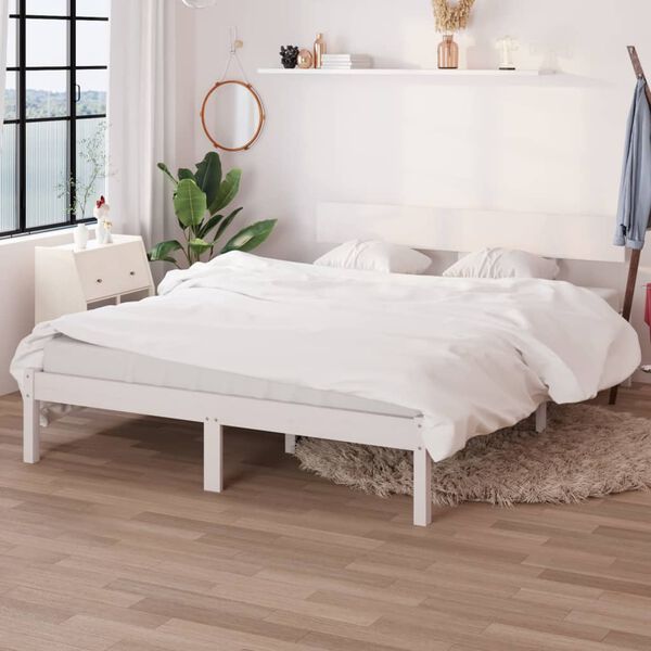 vidaXL Cadre de lit sans matelas blanc bois massif 140x200 cm