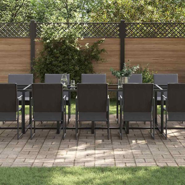 vidaXL Ensemble de salle &agrave; manger pour jardin 15 pcs Noir Acier