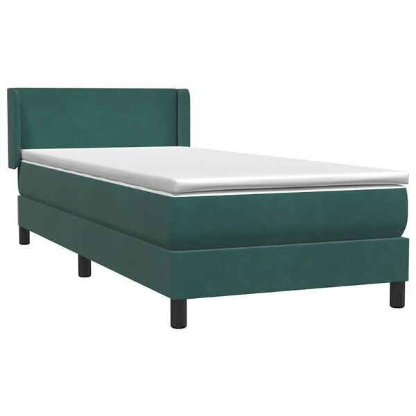 vidaXL Sommier &agrave; lattes de lit et matelas vert fonc&eacute; 80x210 cm velours