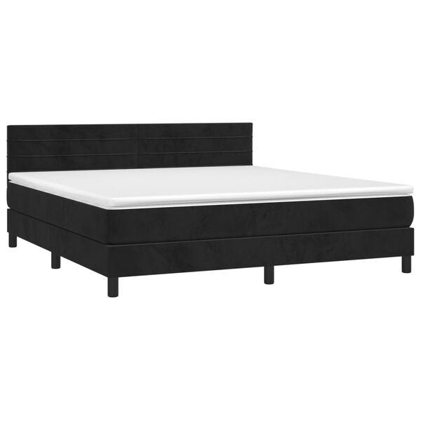 vidaXL Sommier &agrave; lattes de lit avec matelas et LED Noir 160x200 cm