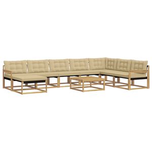 vidaXL Ensemble de canap&eacute;s d'ext&eacute;rieur 9 pc Blanc et Beige