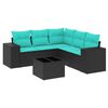 vidaXL Ensemble de canap&eacute; de jardin 6 pcs avec coussins noir r&eacute;sine tress&eacute;e