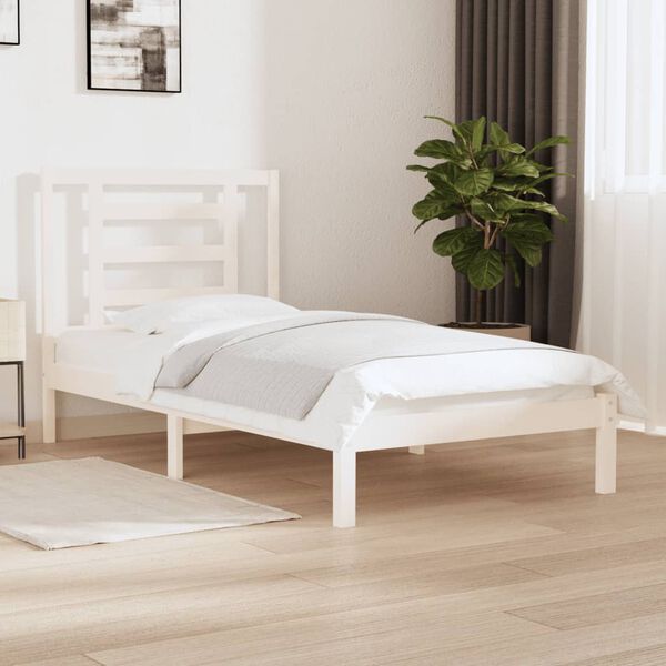 vidaXL Cadre de lit sans matelas blanc 90x190 cm bois de pin massif