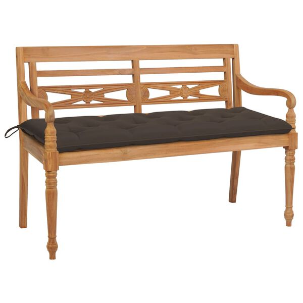 vidaXL Banc Batavia avec coussin taupe 150 cm Bois de teck massif