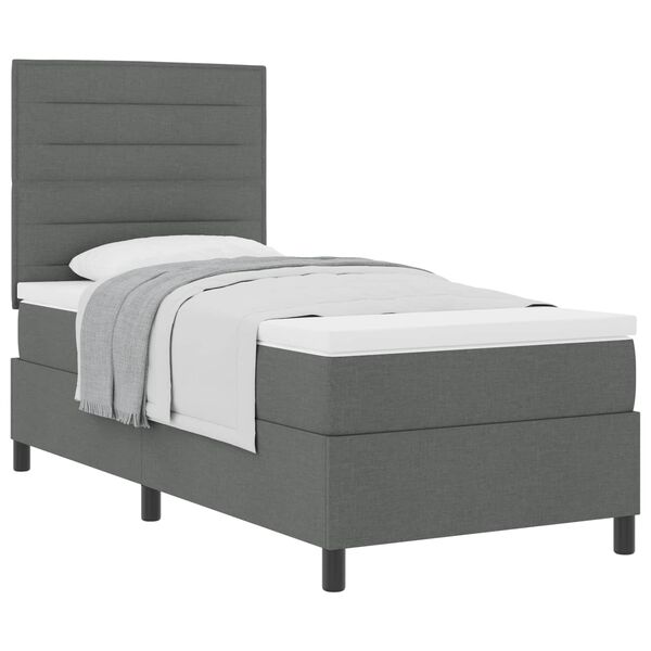 vidaXL Lit &agrave; ressorts avec matelas Gris fonc&eacute; 100 x 200 cm tissu