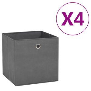 vidaXL Bo&icirc;tes de rangement 4 pcs Tissu intiss&eacute; 28x28x28 cm Gris