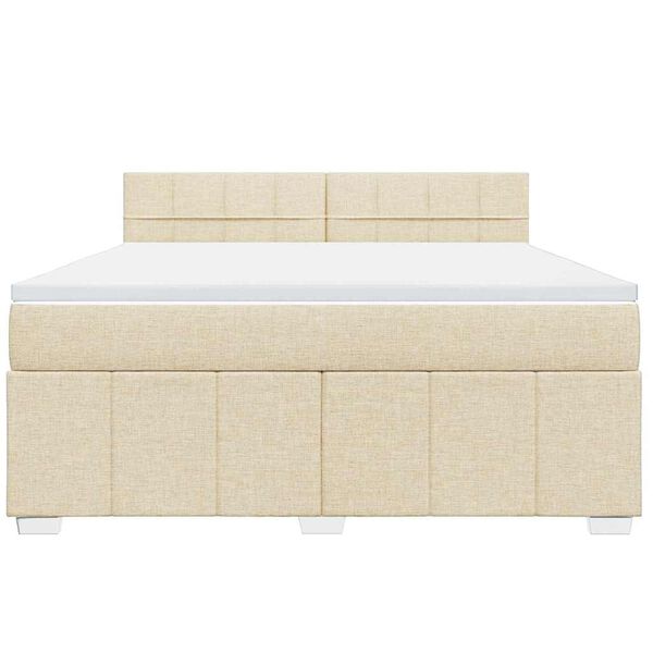 vidaXL Sommier &agrave; lattes de lit avec matelas Cr&egrave;me 180x200 cm Tissu