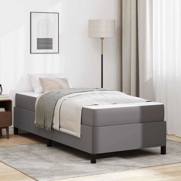 vidaXL Cadre de lit avec matelas Gris 90 x 200 cm tissu