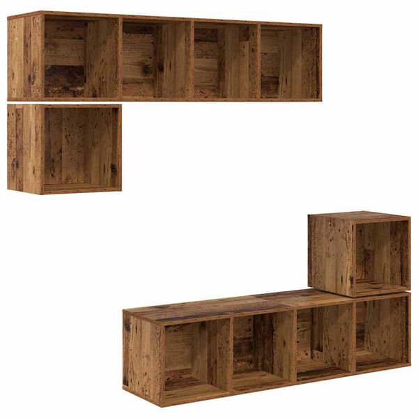 vidaXL Ensemble meuble TV 4 pcs Bois Ancien Bois d'ing&eacute;nierie