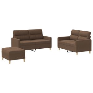 vidaXL Ensemble de canap&eacute;s 3 pcs avec coussins Marron Tissu
