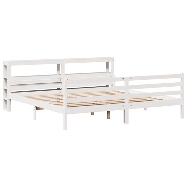 vidaXL Cadre de lit avec t&ecirc;te de lit sans matelas blanc 180x200 cm