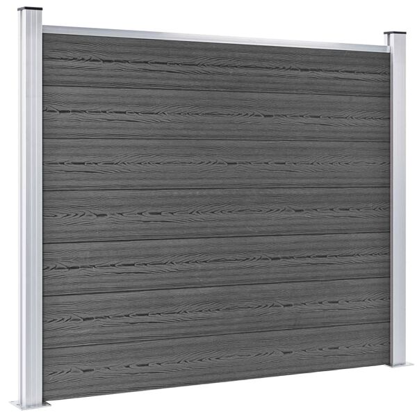 vidaXL Ensemble de panneau de cl&ocirc;ture WPC 526x146 cm Noir