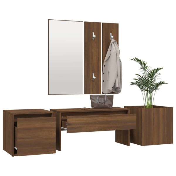 vidaXL Ensemble de meubles de couloir Ch&ecirc;ne marron Bois d'ing&eacute;nierie