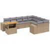 vidaXL Salon de jardin avec coussins 10 pcs beige r&eacute;sine tress&eacute;e