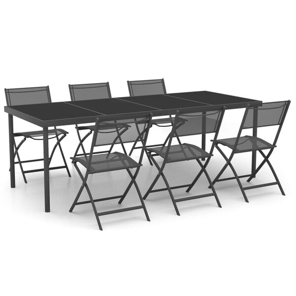 vidaXL Mobilier de salle &agrave; manger d'ext&eacute;rieur 7 pcs Acier