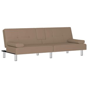 vidaXL Canap&eacute;-lit avec porte-gobelets cappuccino similicuir