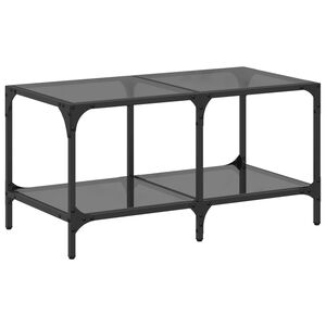 vidaXL Table basse avec dessus en verre noir 78,5x40x40 cm acier