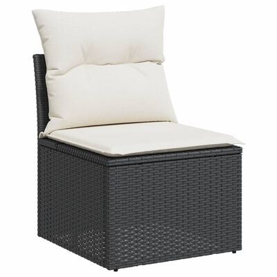 vidaXL Salon de jardin 9 pcs avec coussins noir résine tressée