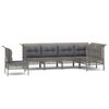 vidaXL Salon de jardin 6 pcs avec coussins Gris R&eacute;sine tress&eacute;e