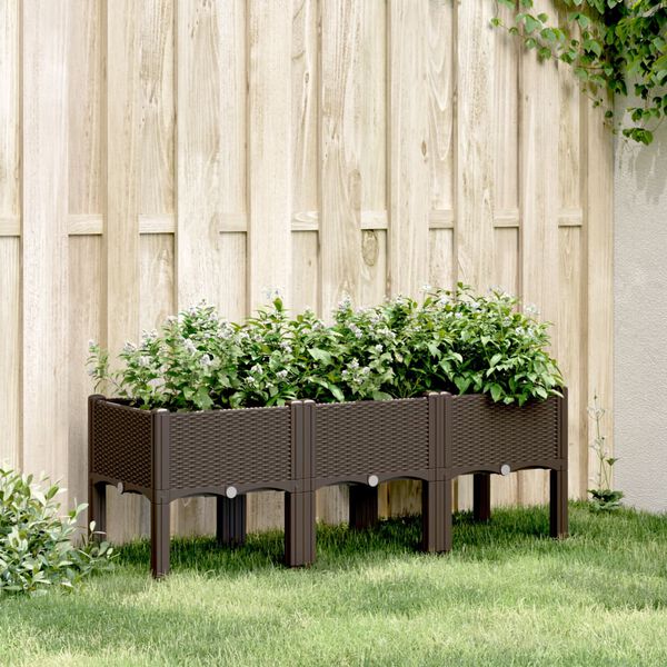 vidaXL Jardini&egrave;re avec pieds marron 120x40x42 cm PP