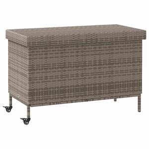 vidaXL Bo&icirc;te de rangement de jardin et roues gris r&eacute;sine tress&eacute;e