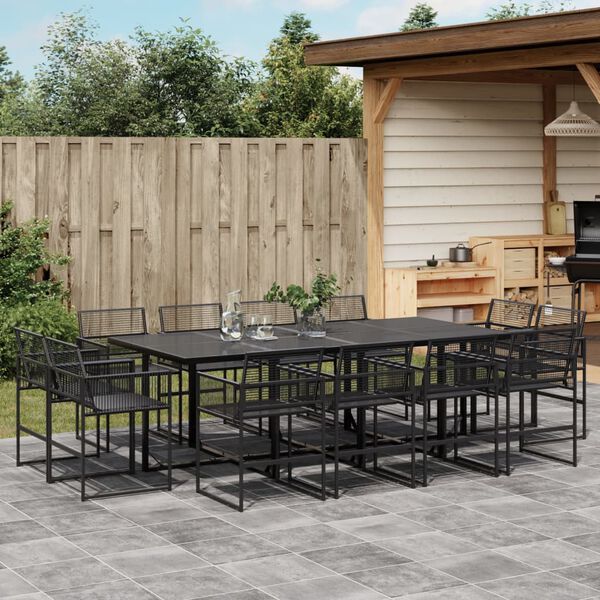 vidaXL Ensemble &agrave; manger de jardin 13 pcs noir r&eacute;sine tress&eacute;e