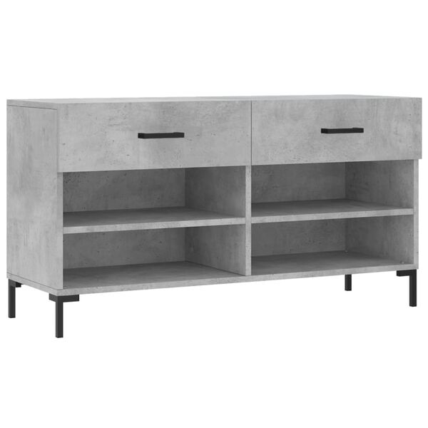 vidaXL Banc &agrave; chaussures gris b&eacute;ton 102x35x55 cm bois d'ing&eacute;nierie