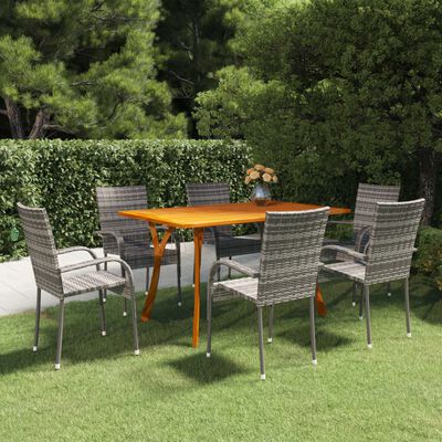 vidaXL Ensemble de salle à manger de jardin 7 pcs Gris