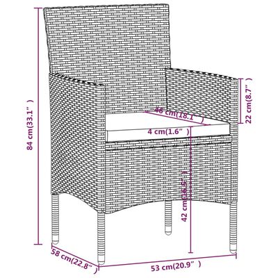 vidaXL Ensemble à dîner de jardin 5 pcs Résine tressée et acacia Noir